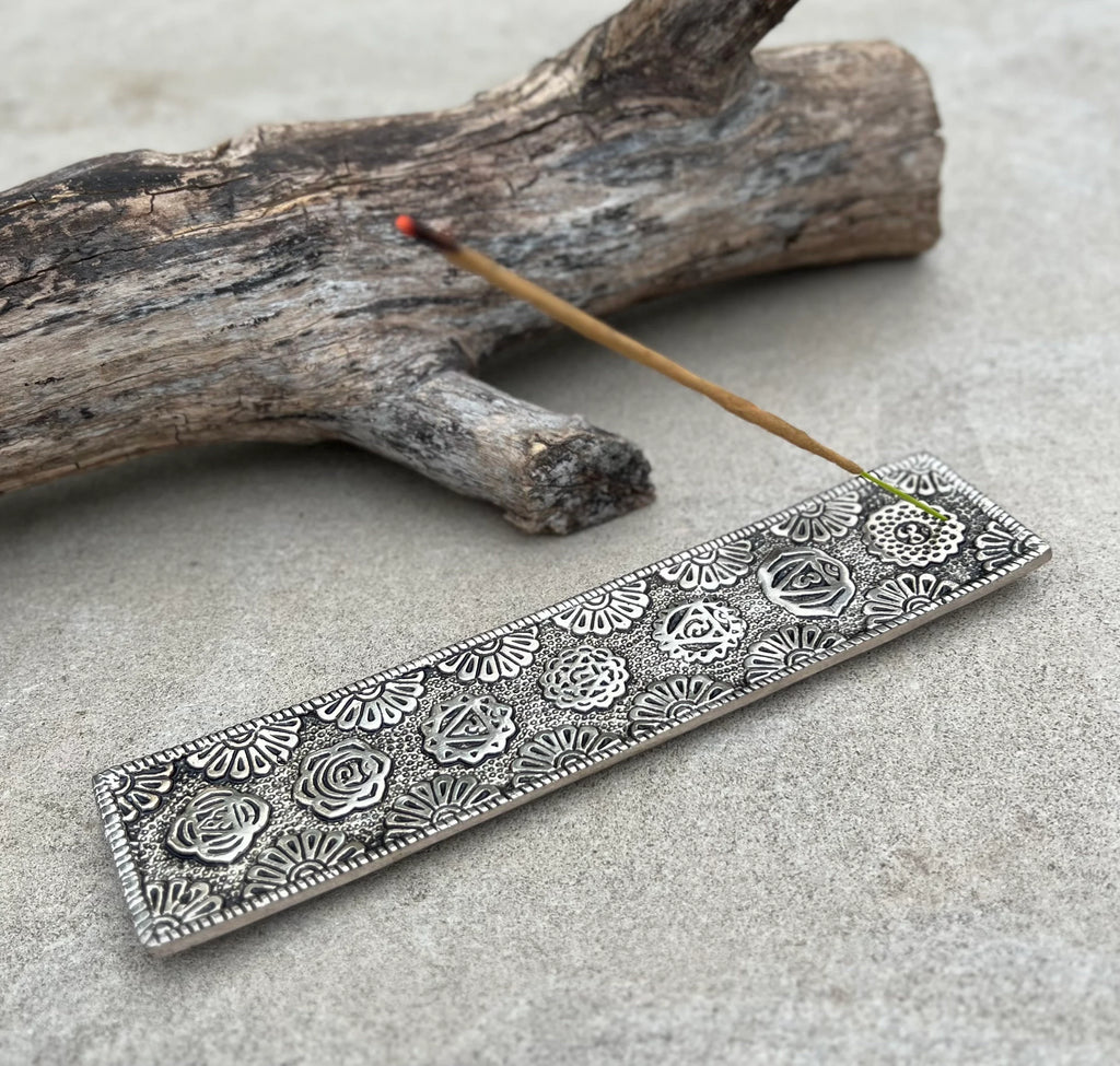 Chakra Incense Holder for Sticks - Handmade Recycled Aluminum - Holders | Perfect as Spiritual or Meditation Incense Holder - DharmaObjects