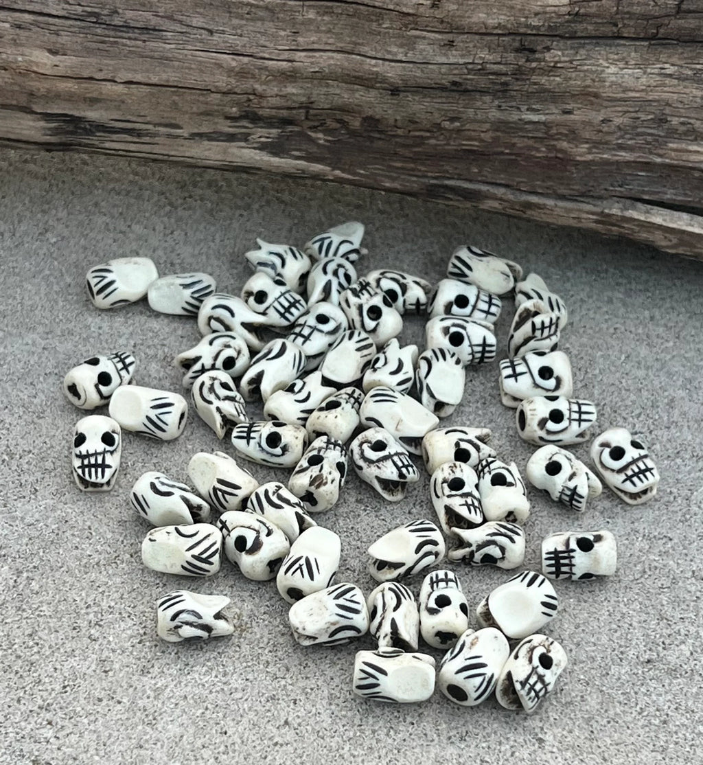 Skull Water Buffalo Natural Bone Beads Hand Carved. - DharmaObjects