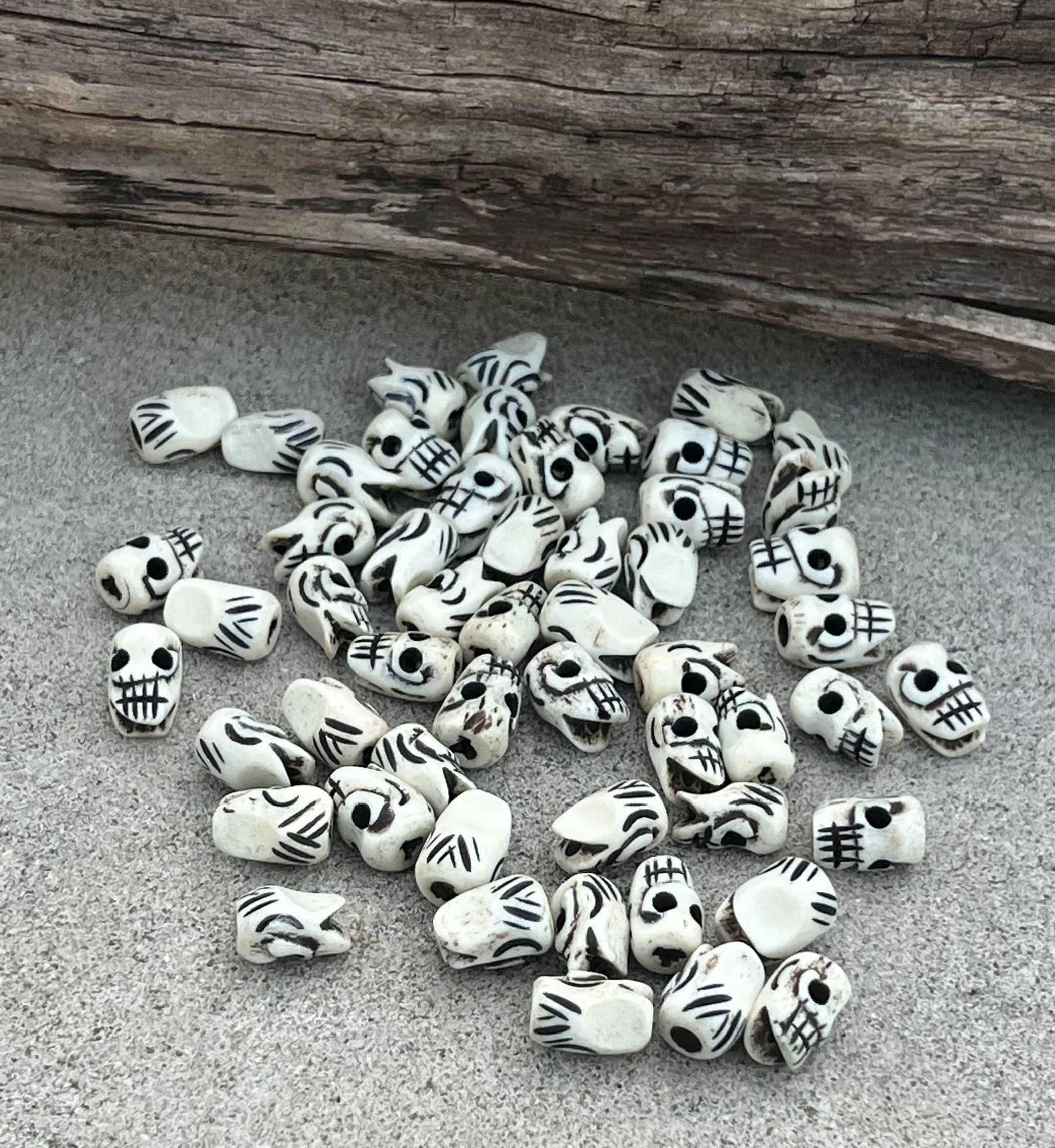 Skull Water Buffalo Natural Bone Beads Hand Carved. - DharmaObjects