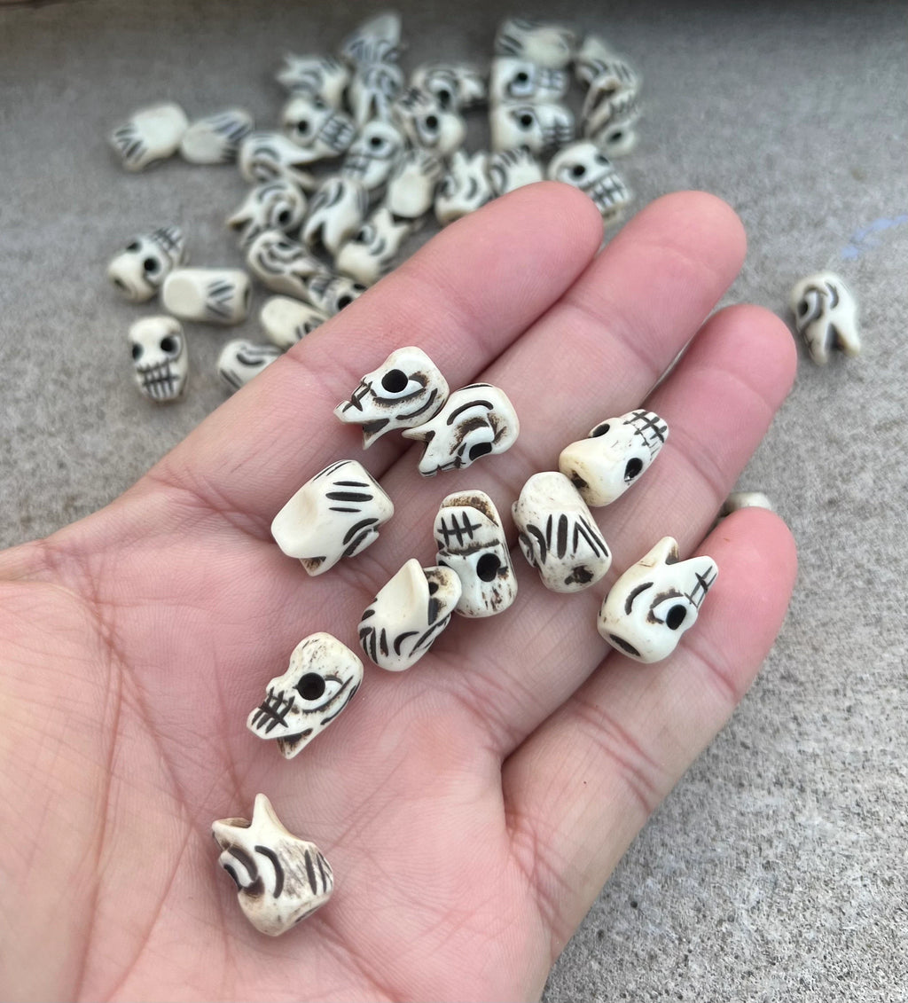 Skull Water Buffalo Natural Bone Beads Hand Carved. - DharmaObjects