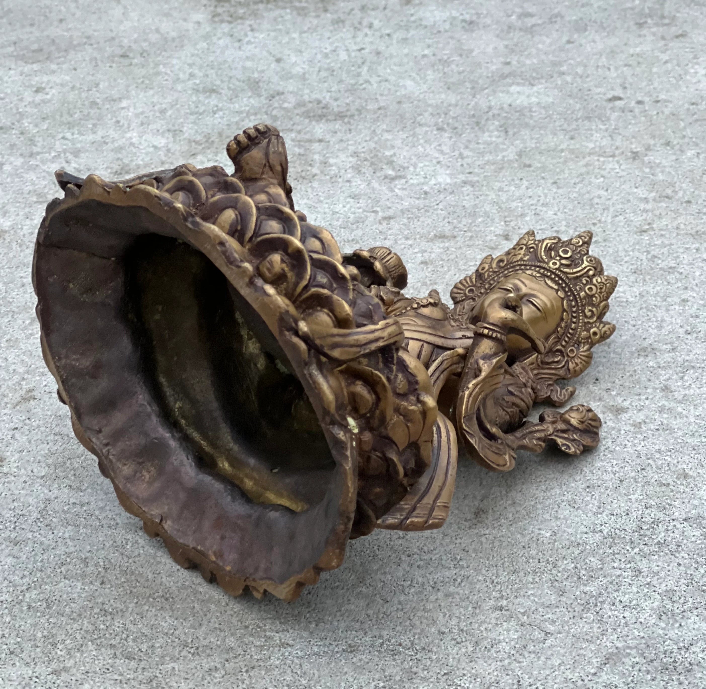 Green Tara Female Buddha Statue Solid Brass Antique Finish for Home Altar Shrine Meditation Room 8 Inches Tall - DharmaObjects