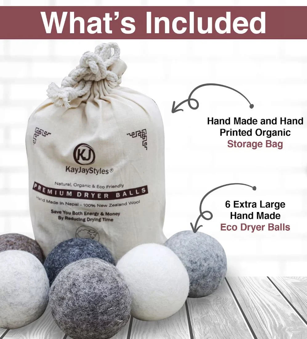 Dryer Balls Extra Large 6 Pk - 100% Organic Wool - Eco-Friendly - Dry 1,000 Loads – Free Fast Shipping from US