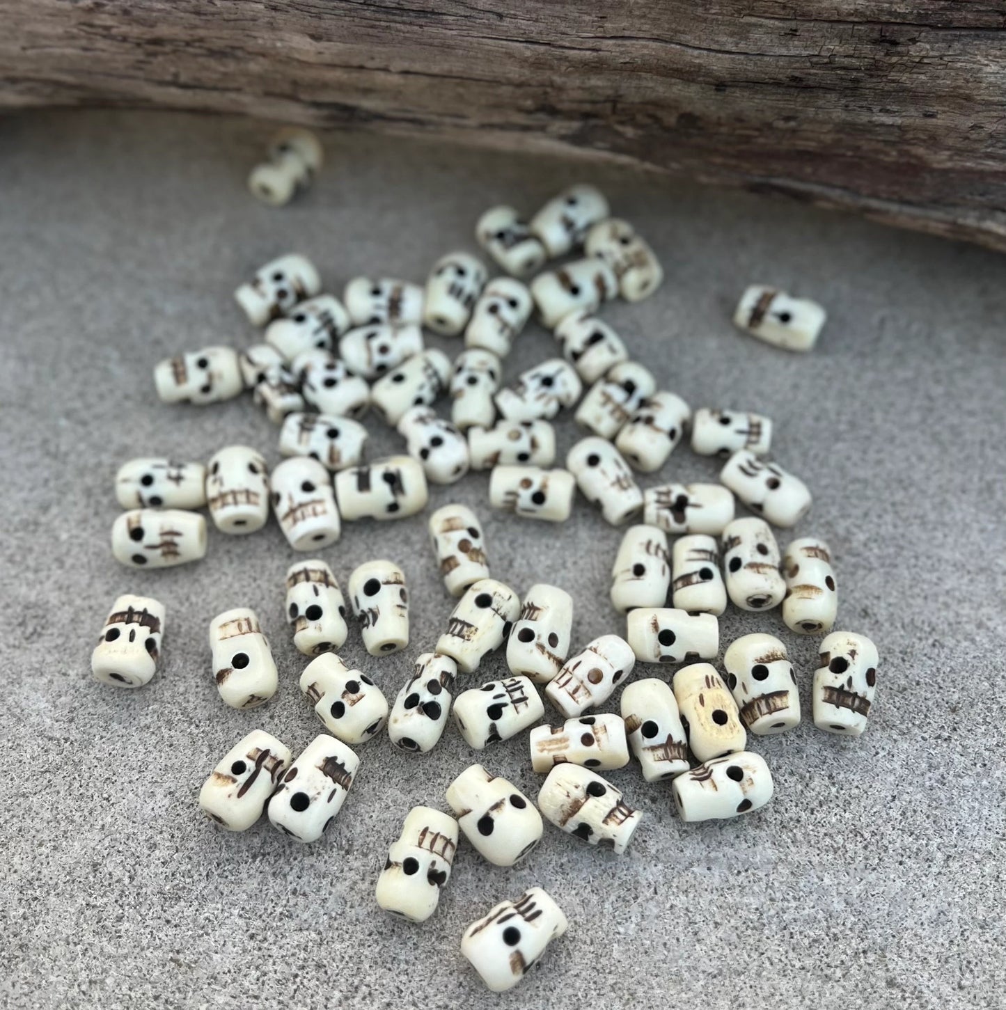 Skull Water Buffalo Natural Bone Beads Hand Carved.