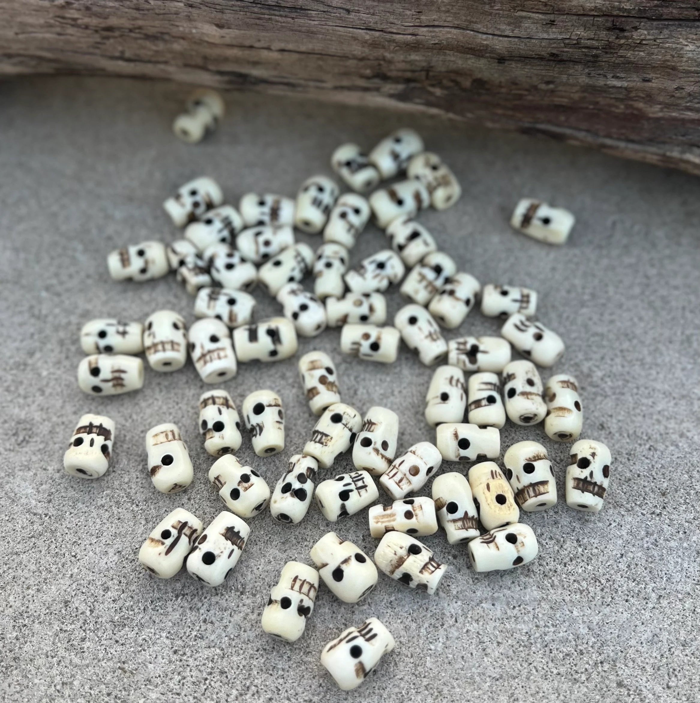 Skull Water Buffalo Natural Bone Beads Hand Carved.