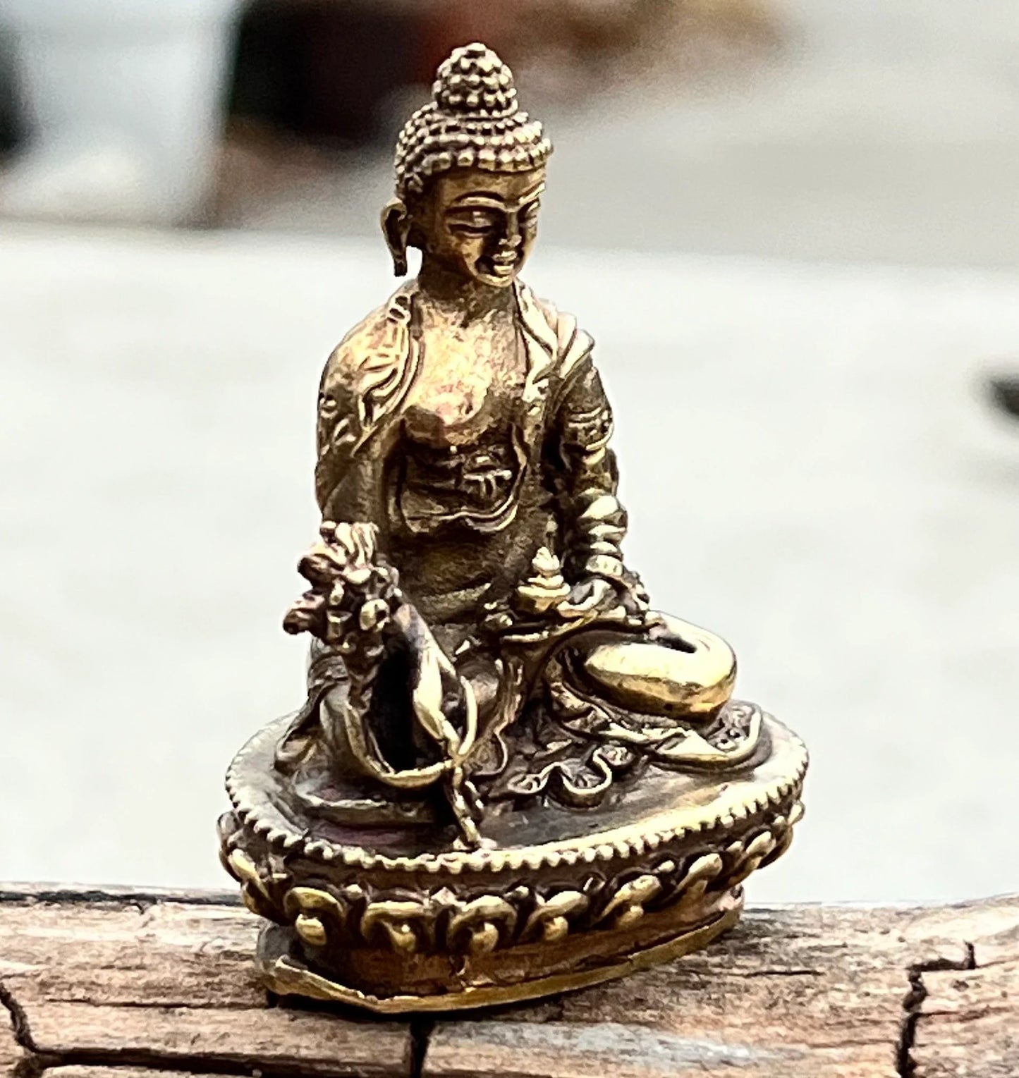 Tibetan Healing Solid Brass Medicine Buddha Statue Hand Crafted Nepal