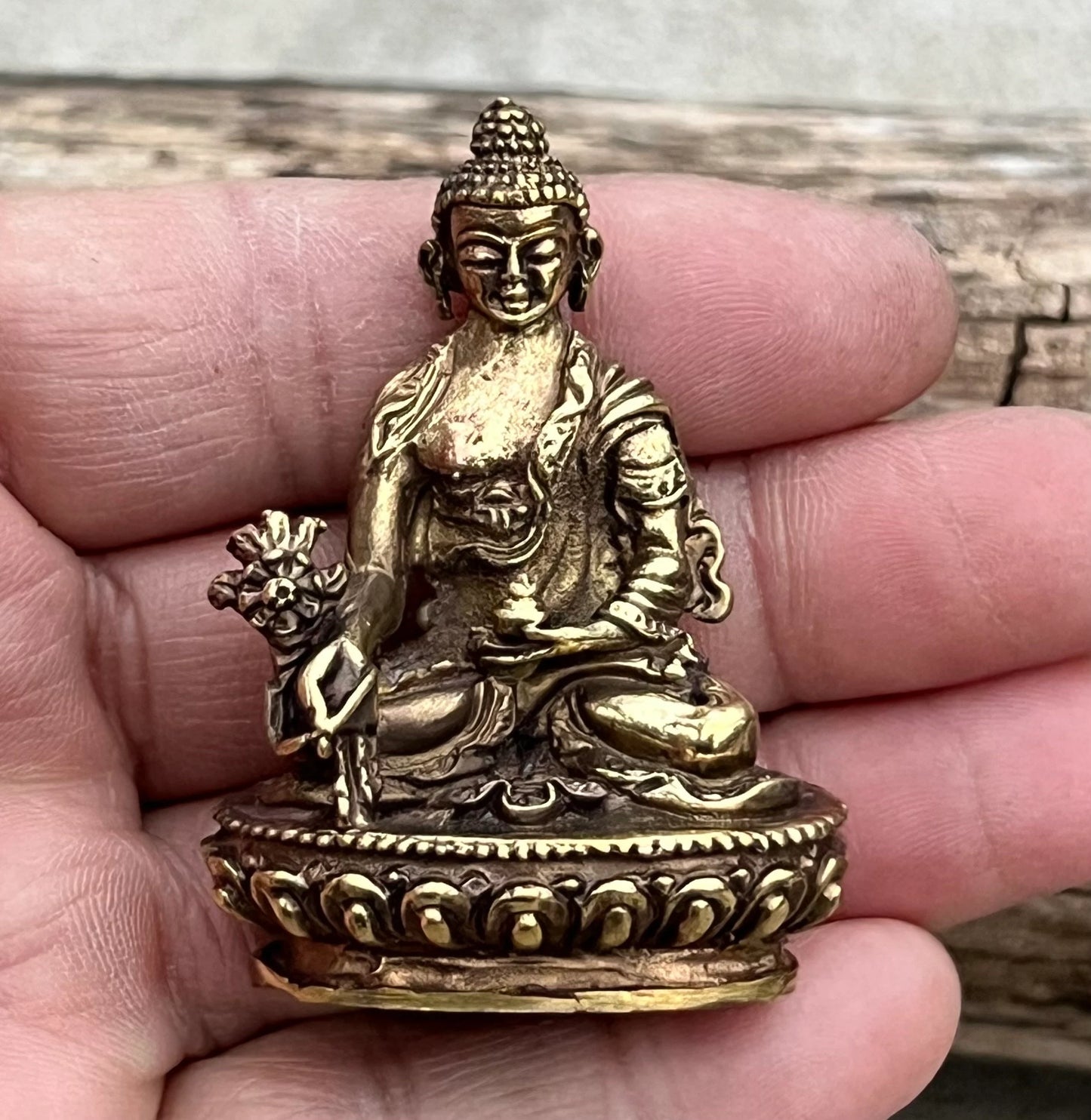 Tibetan Healing Solid Brass Medicine Buddha Statue Hand Crafted Nepal