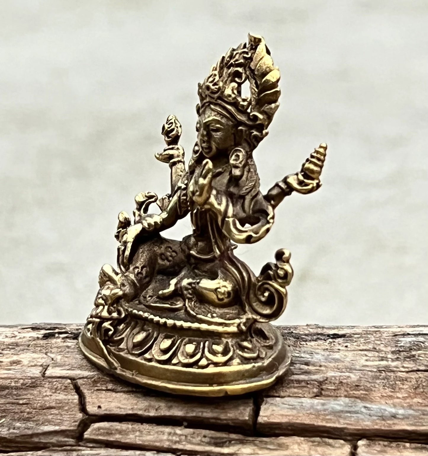 Tibetan Buddhist Green Tara Brass Statue Mother Goddess