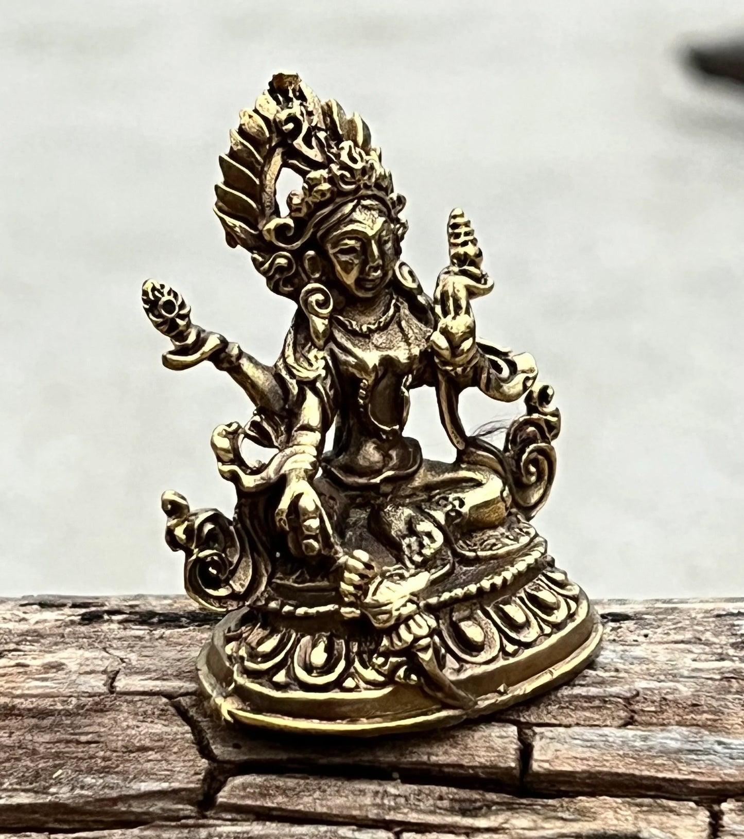 Tibetan Buddhist Green Tara Brass Statue Mother Goddess