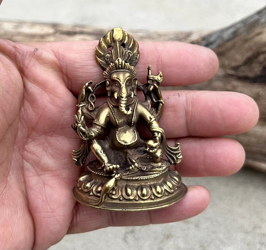 Ganesh Ganesha Statue Hindu Elephant God of Success Solid Brass - DharmaObjects