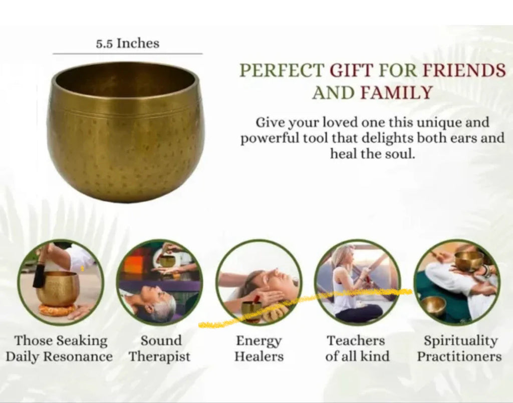 5.5 Inch Tibetan Pro Meditation Singing Bowl Set | Deep Sound Healing Bowl with Mallet & Cushion | Handmade in Nepal - DharmaObjects