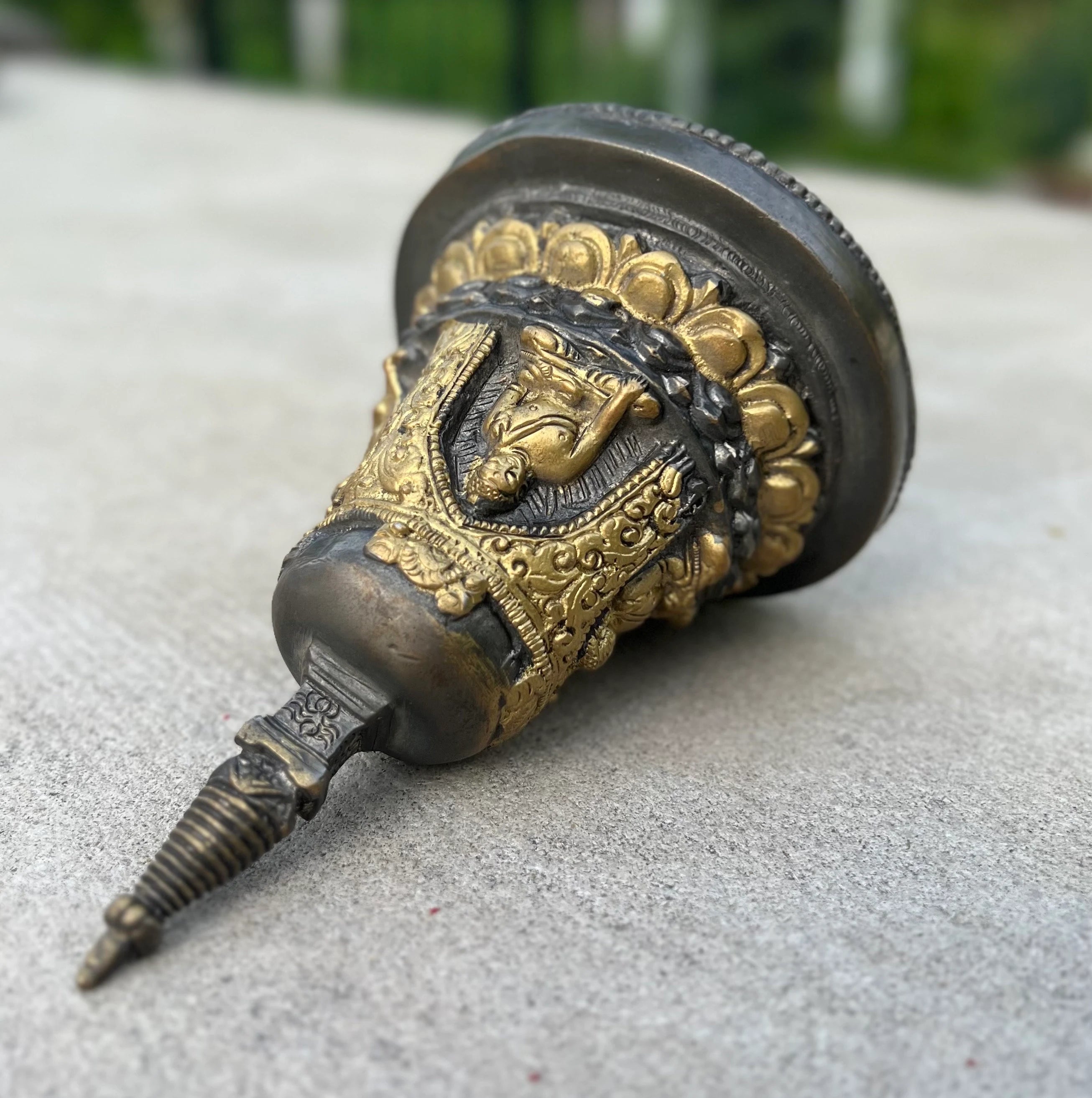 Tibetan Buddhist Old Brass Buddha Stupa Pagoda 6.5 Inches Tall