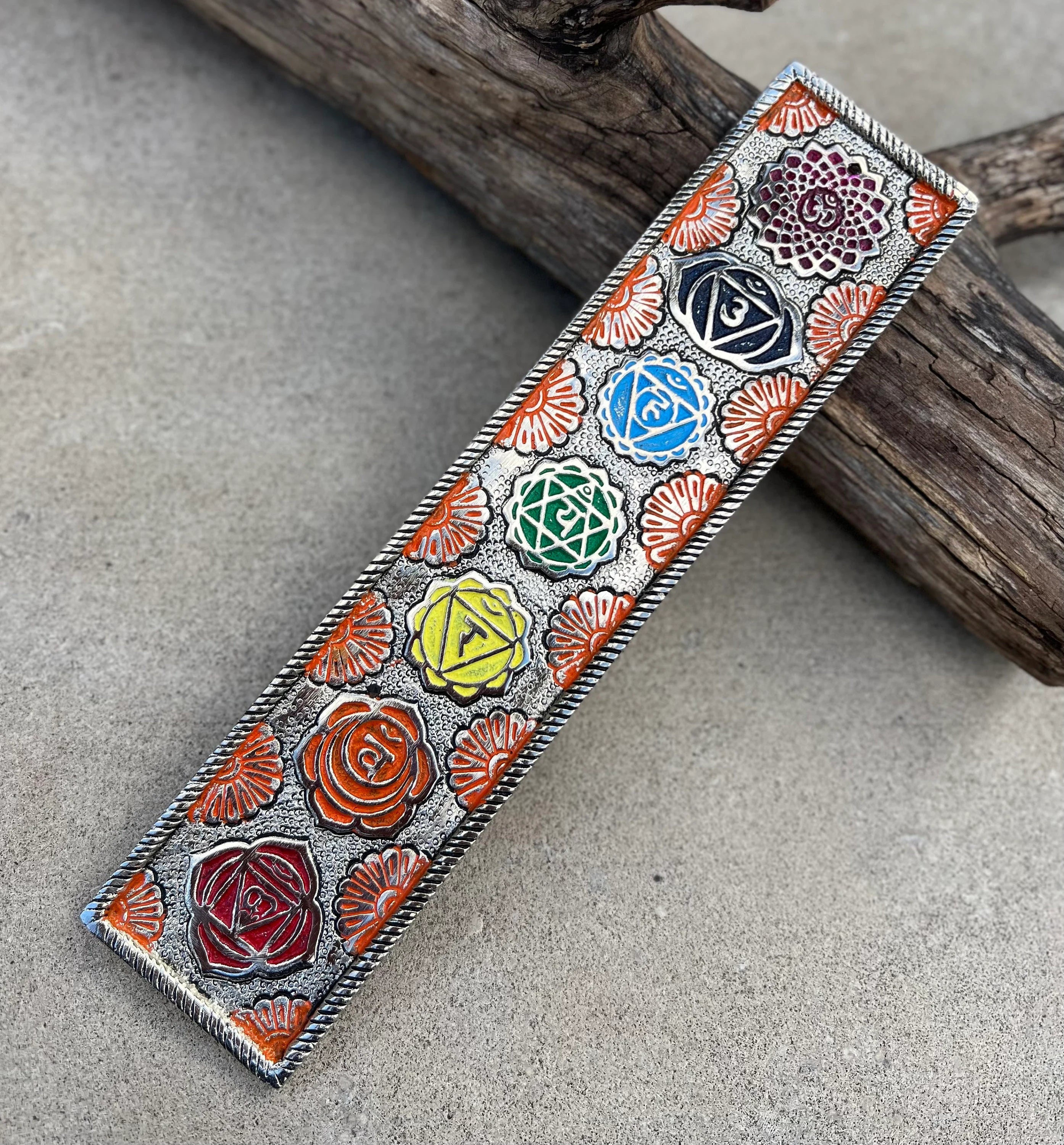 Chakra Large Incense Holder for Sticks - Handmade Recycled Aluminum - Holders | Spiritual or Meditation Incense Holder - DharmaObjects