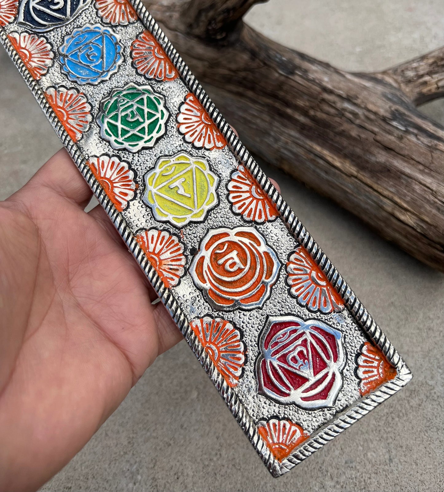 Chakra Large Incense Holder for Sticks - Handmade Recycled Aluminum - Holders | Spiritual or Meditation Incense Holder