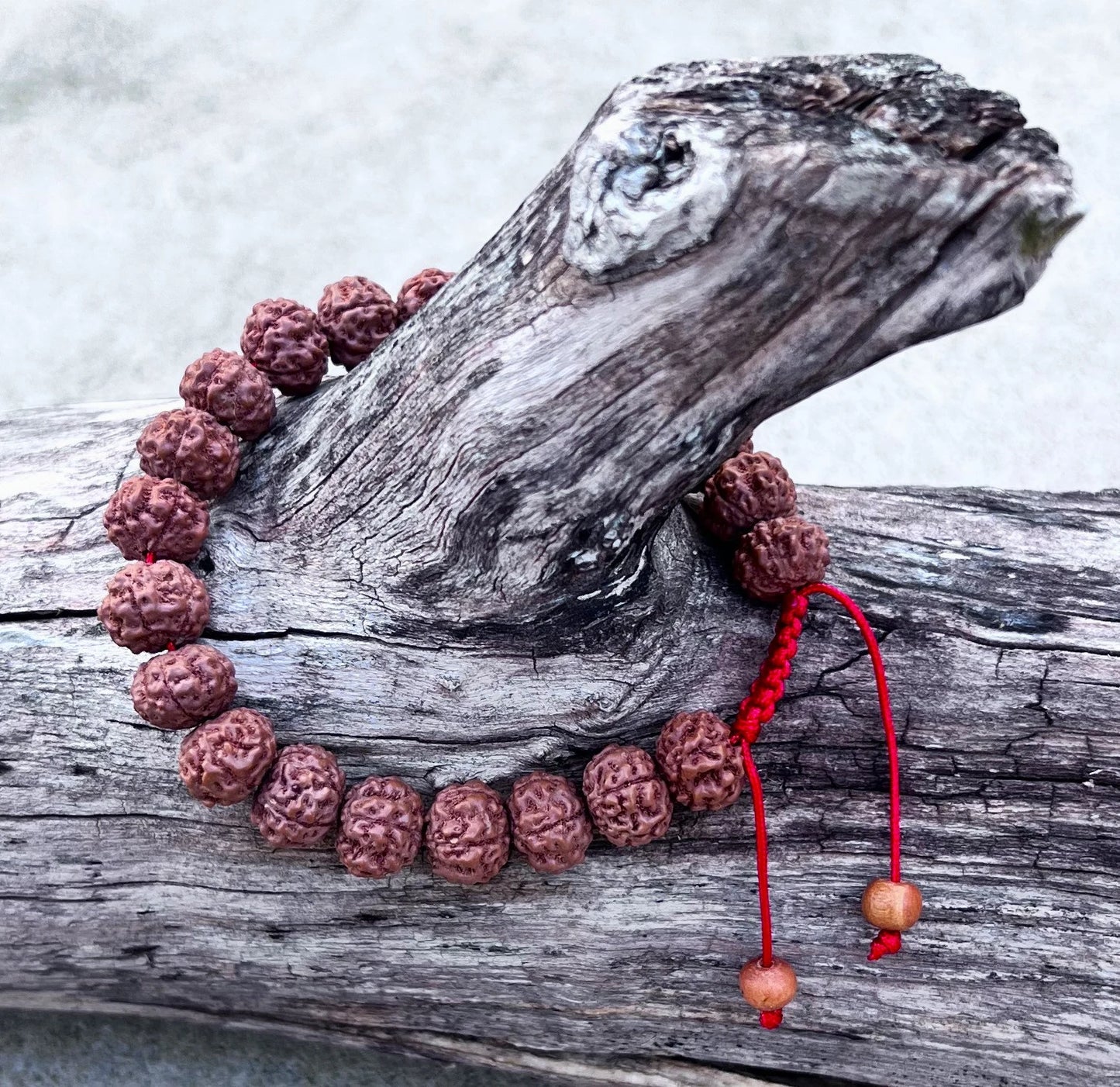 Rudraksha 5 Faces Beads Wrist Mala Yoga Meditation Bracelets Multi Color Tassel Free Silk Pouch