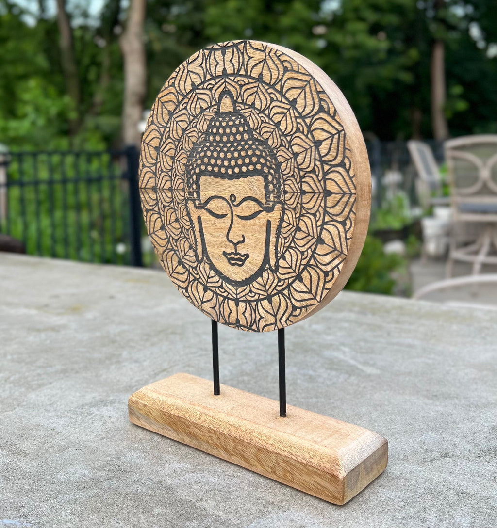 Rustic Natural Wooden Tabletop Decoration Buddha - Handcrafted Elegance for Your Home - DharmaObjects