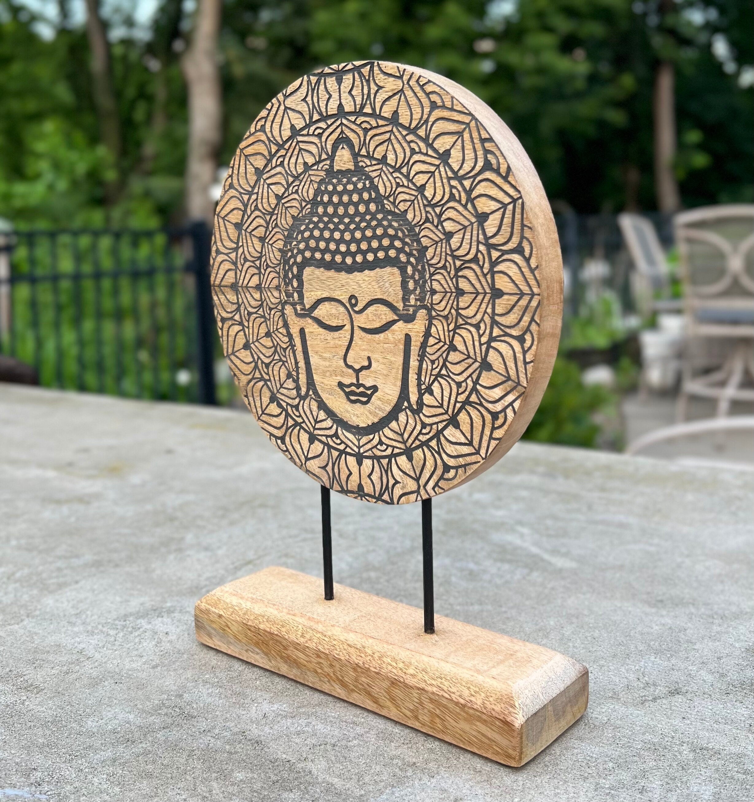 Rustic Natural Wooden Tabletop Decoration Buddha - Handcrafted Elegance for Your Home - DharmaObjects