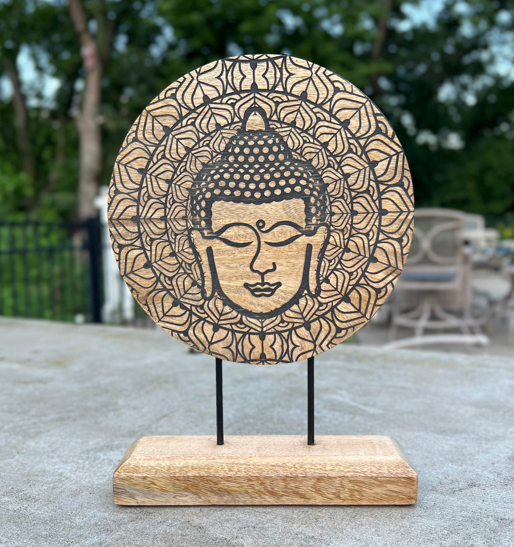 Rustic Natural Wooden Tabletop Decoration Buddha - Handcrafted Elegance for Your Home - DharmaObjects
