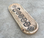 Handcrafted Wooden Boat-Shaped Incense Holder with 7 Chakras Design - Natural Black (11"x4") - Ash Catcher, Home Décor, Yoga & Meditation - DharmaObjects