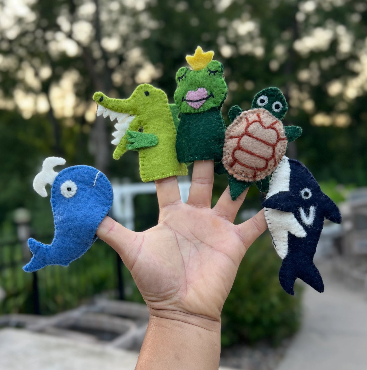 Finger Puppets, Animal Puppets, Forest Animals, Finger Game Felt, Educational Game, Tiger, Lion, Elephant, Giraffe and Hippo Set Of 5pcs