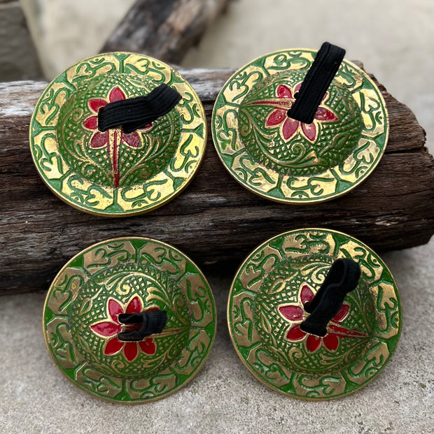 2 Pairs Brass Om Finger Cymbals Zills for Belly Dancing