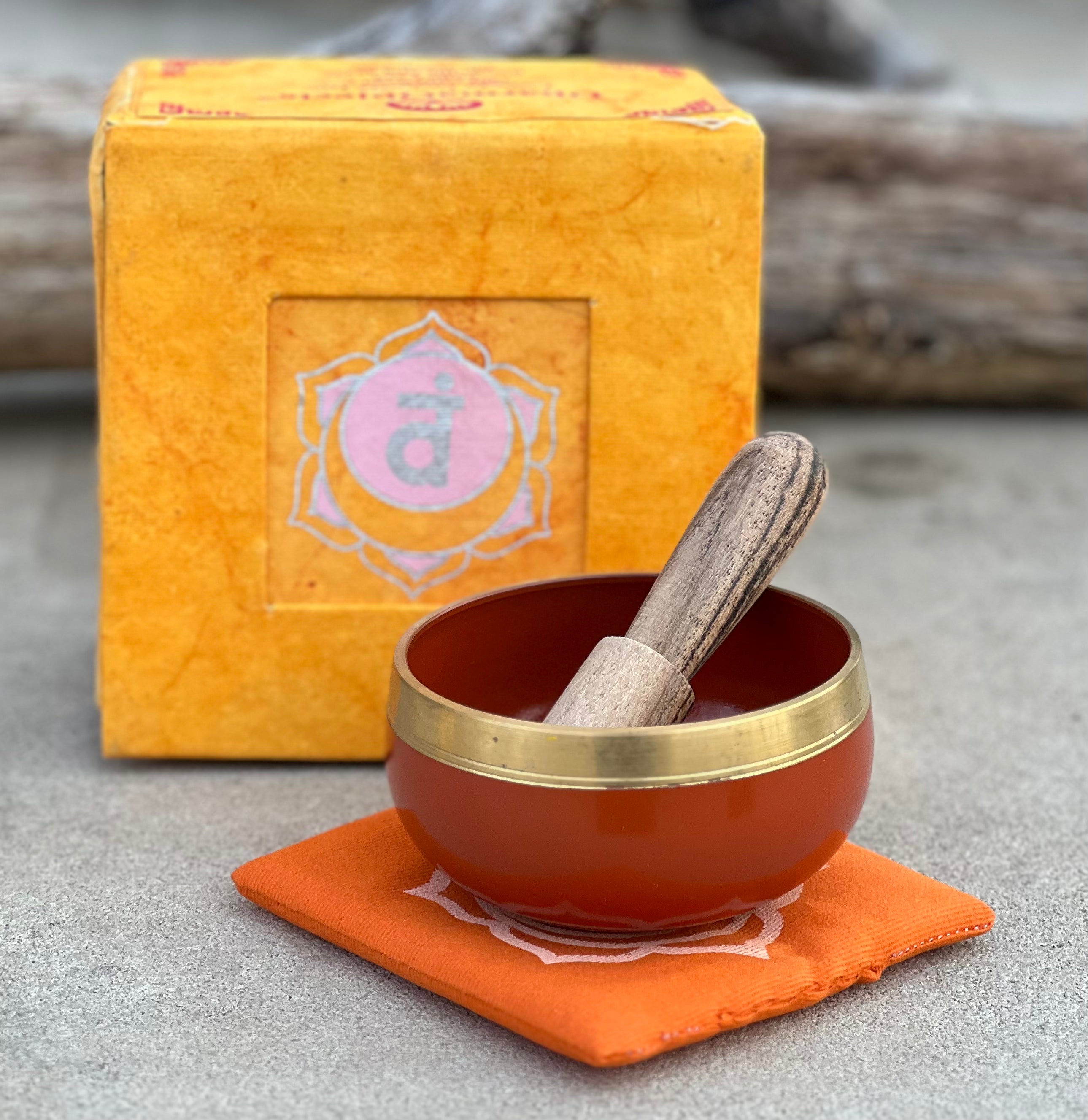 Chakra Singing Bowl Palm Size Complete Gift Box Set. - DharmaObjects