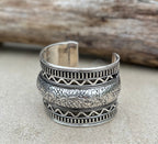 Handcrafted Cuff Bracelet Vintage Floral Design Boho Gypsy Ethnic Jewelry
