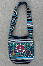 Peace Signs Hippie Hobo Bohemian Crossbody Bag Purse
