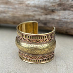 Handcrafted Cuff Bracelet Vintage Floral Design Boho Gypsy Ethnic Jewelry
