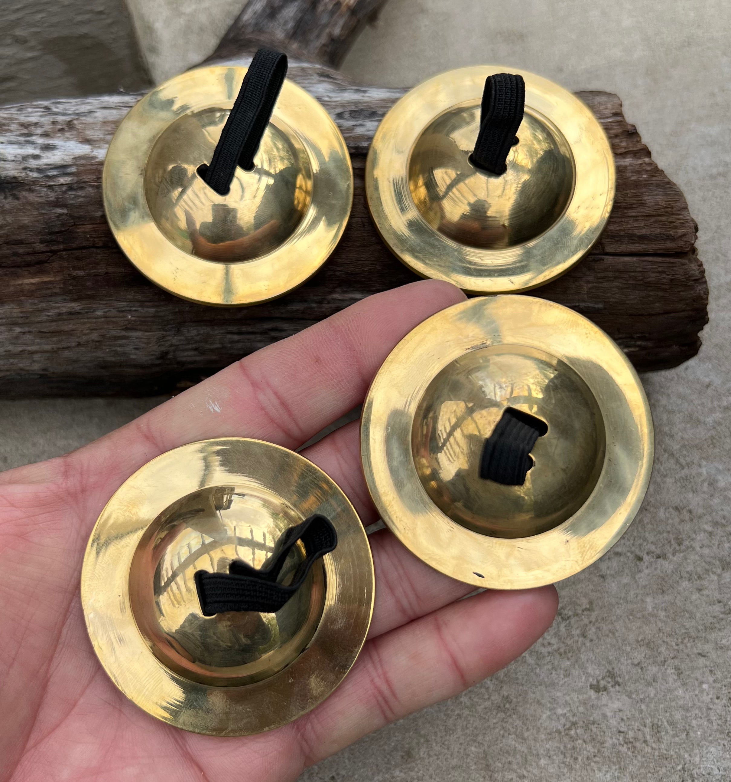 2 Pairs Brass Finger Cymbals Zills for Belly Dancing