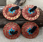 2 Pairs Brass Om Finger Cymbals Zills for Belly Dancing