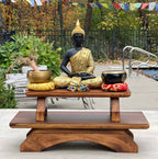 Premium Solid Wood Hand Carved Personal Shrine Altar Meditation Table - DharmaObjects