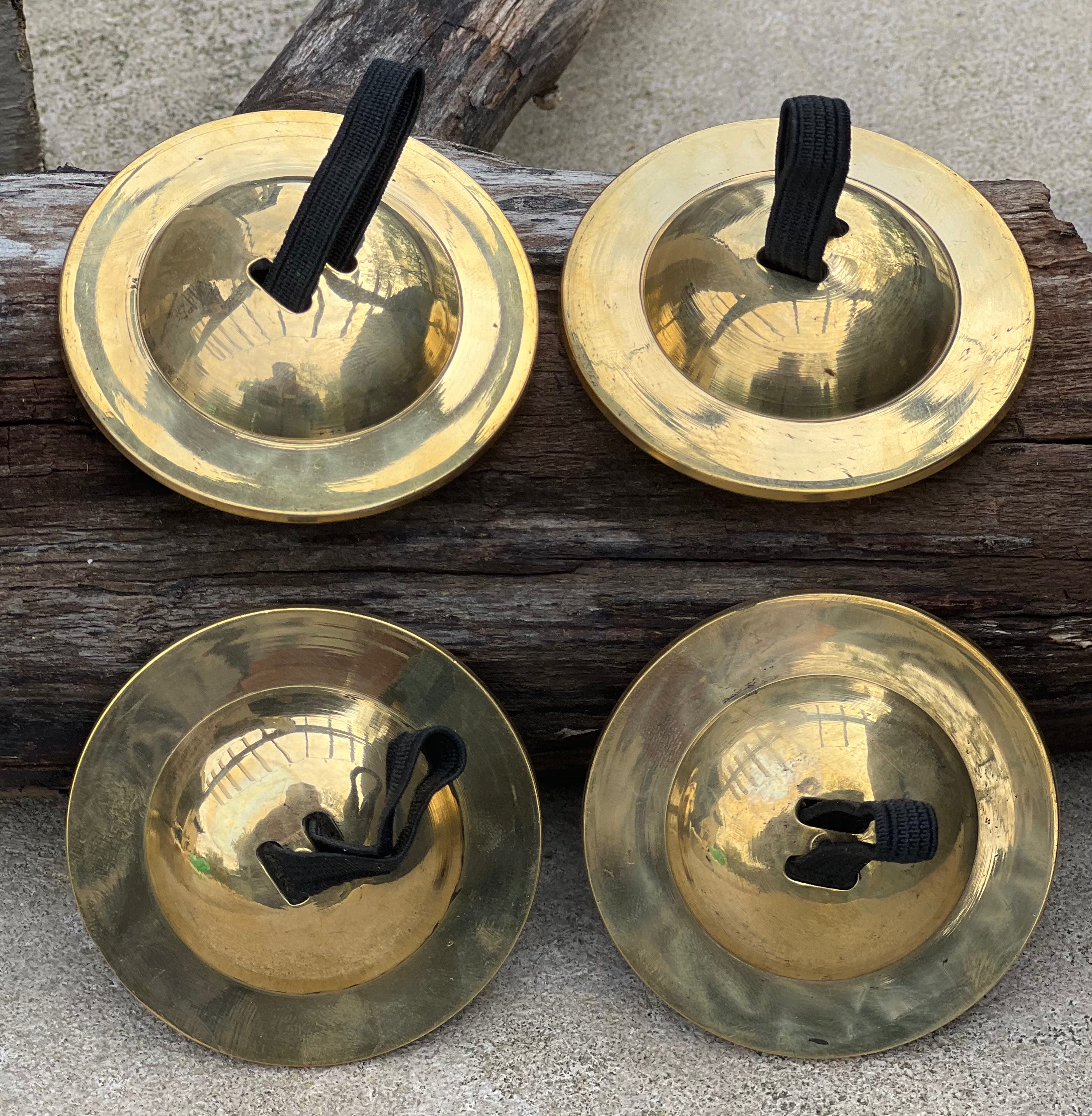 2 Pairs Brass Finger Cymbals Zills for Belly Dancing