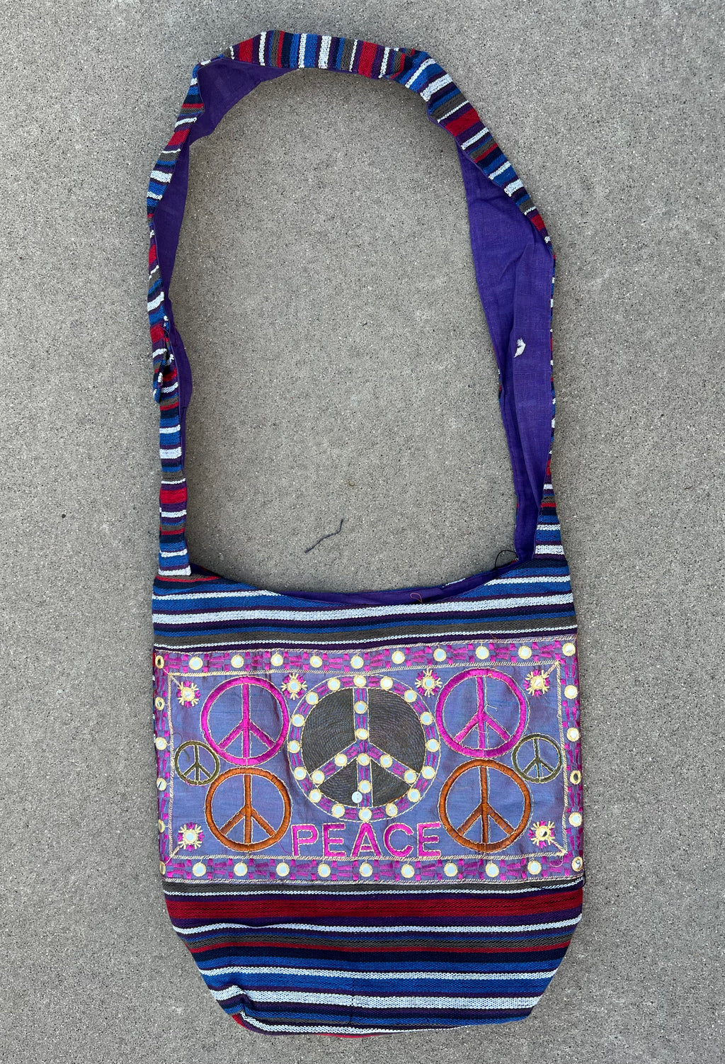 Peace Signs Hippie Hobo Bohemian Crossbody Bag Purse - DharmaObjects