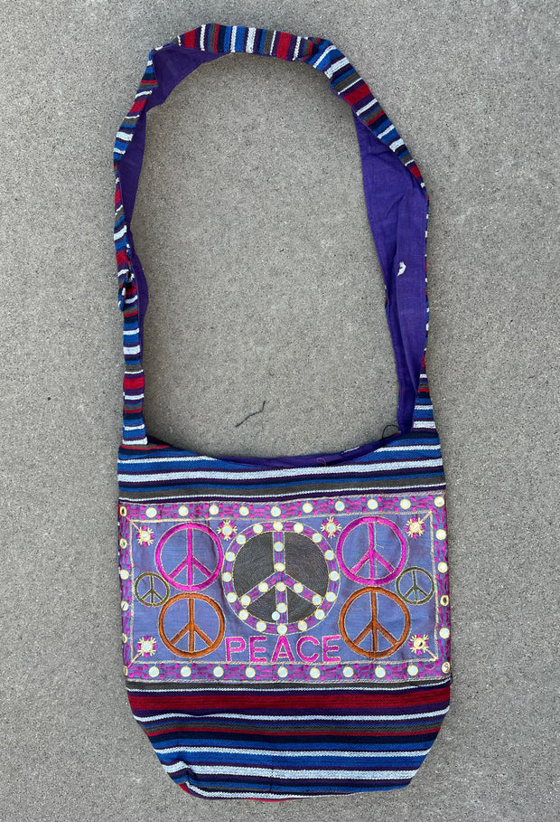 Peace Signs Hippie Hobo Bohemian Crossbody Bag Purse