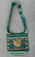 Peace Signs Hippie Hobo Bohemian Crossbody Bag Purse - DharmaObjects