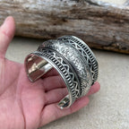 Handcrafted Cuff Bracelet Vintage Floral Design Boho Gypsy Ethnic Jewelry