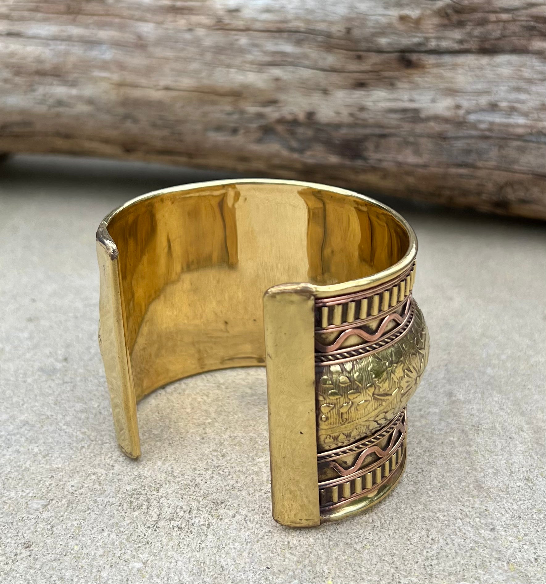 Handcrafted Cuff Bracelet Vintage Floral Design Boho Gypsy Ethnic Jewelry