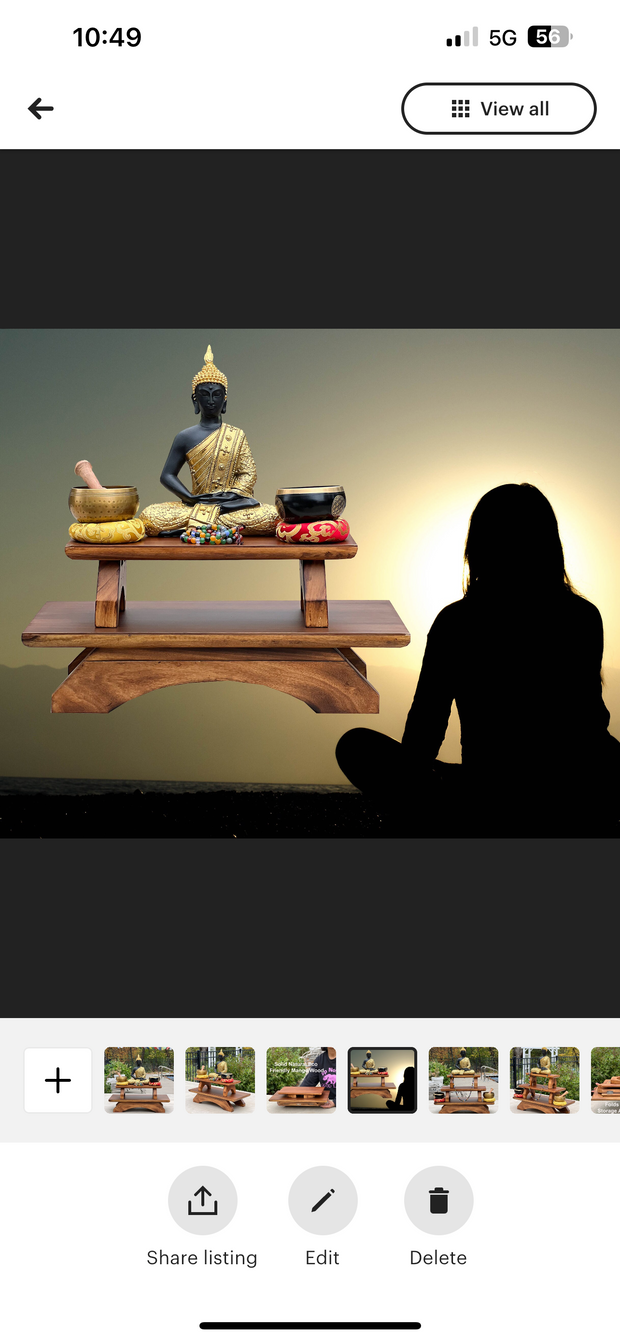Premium Solid Wood Hand Carved Personal Shrine Altar Meditation Table
