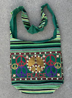 Peace Signs Hippie Hobo Bohemian Crossbody Bag Purse - DharmaObjects