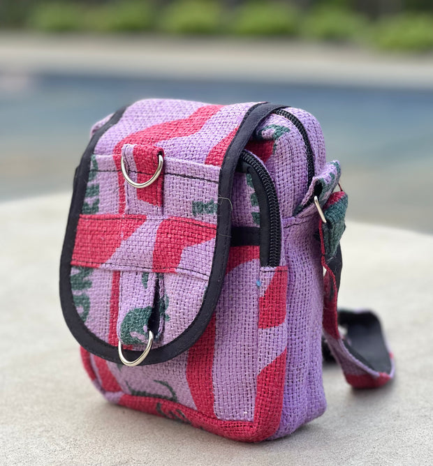 Hemp Handmade Hippie Cross Body Bag, Travel Sling Bag, Vegan Passport Bag, Travel Cute Purse, Hippie Shoulder Bag, Fair Trade