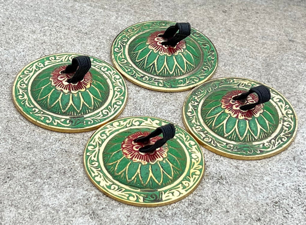 2 Pairs Brass Lotus Flower Finger Cymbals Zills for Belly Dancing