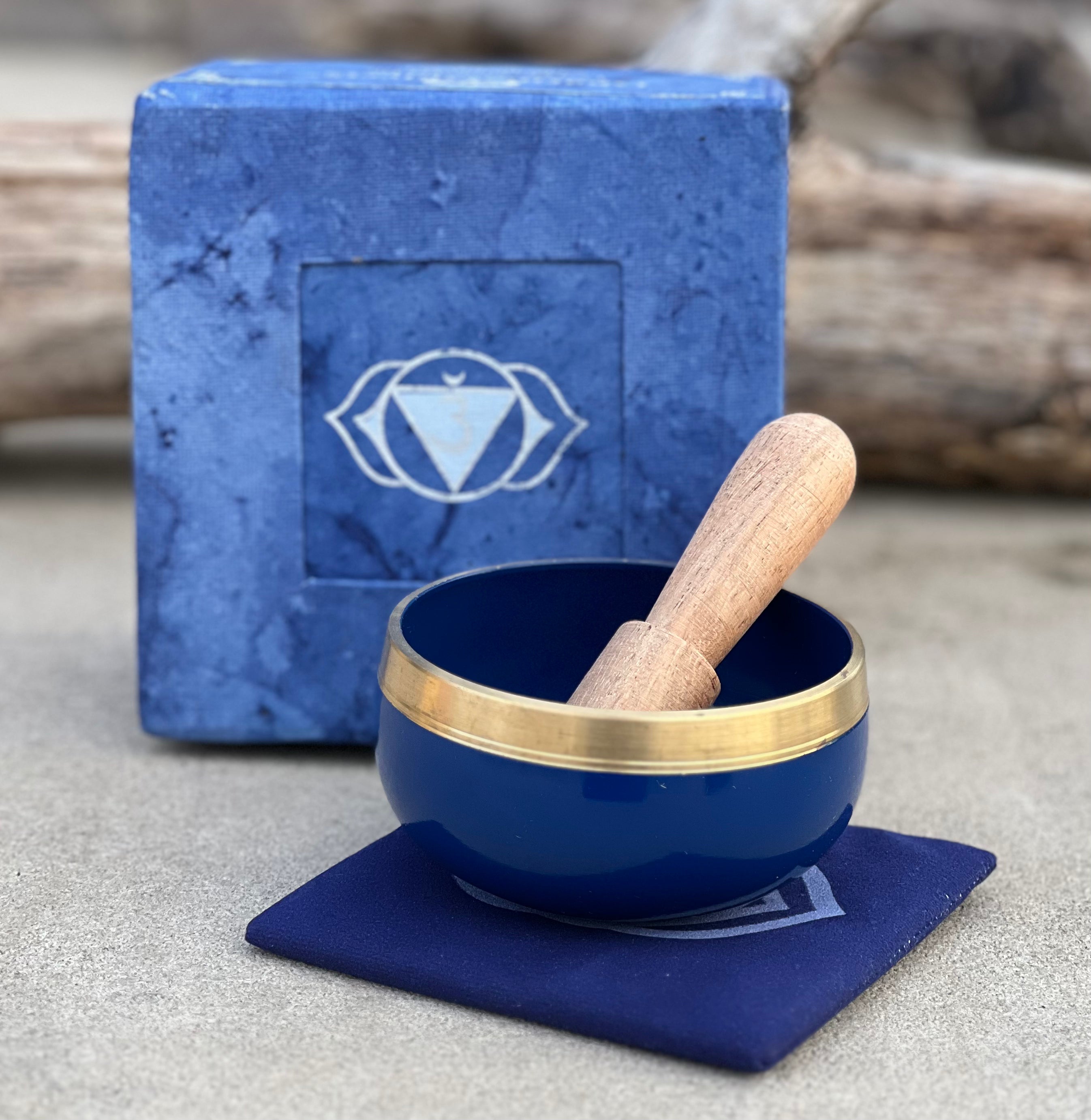 Chakra Singing Bowl Palm Size Complete Gift Box Set. - DharmaObjects
