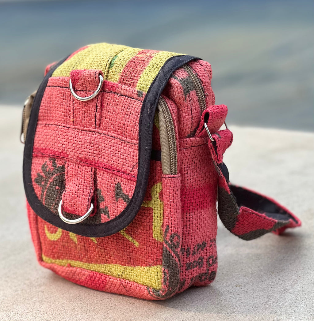 Hemp Handmade Hippie Cross Body Bag, Travel Sling Bag, Vegan Passport Bag, Travel Cute Purse, Hippie Shoulder Bag, Fair Trade
