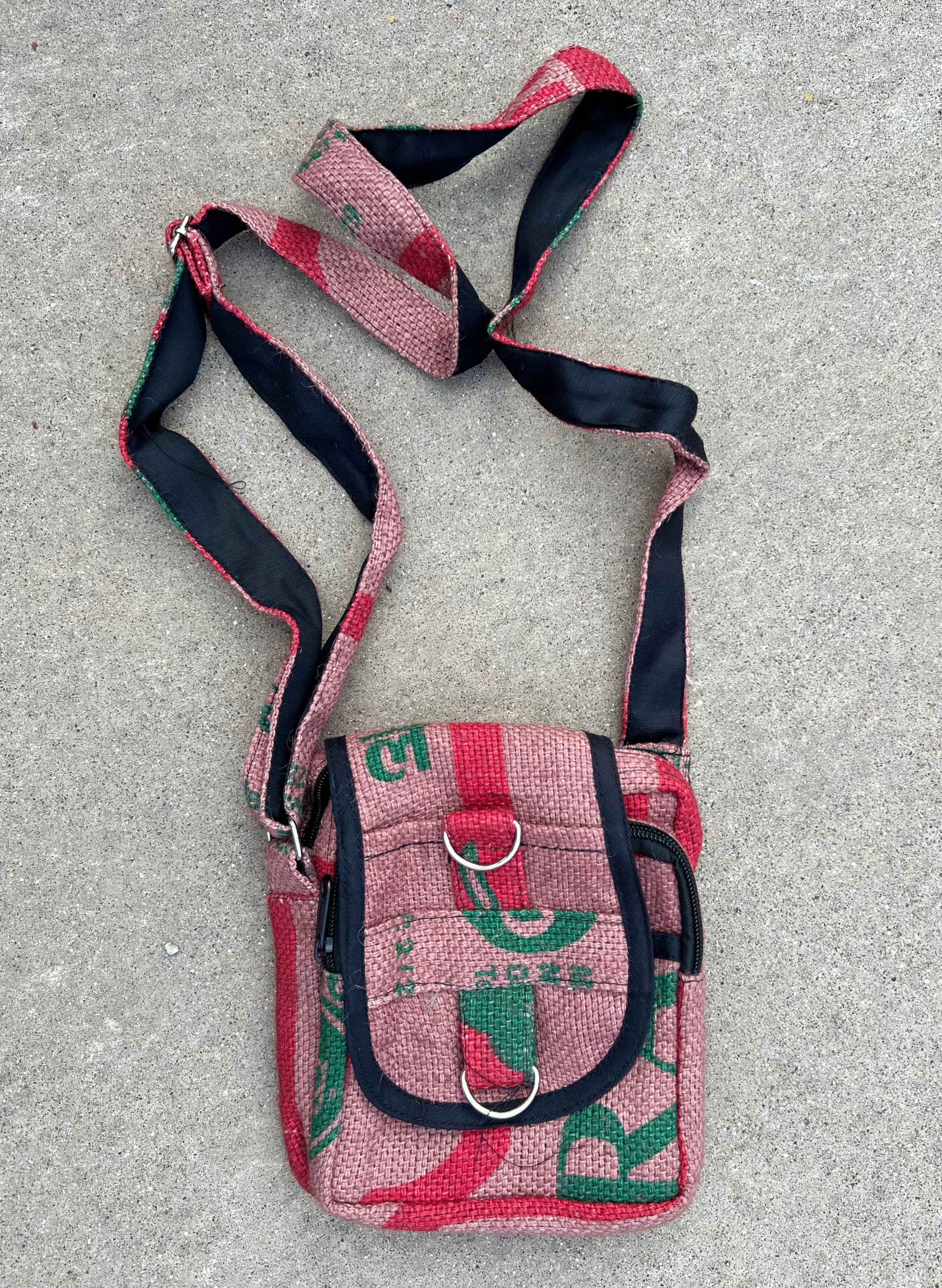 Hemp Handmade Hippie Cross Body Bag, Travel Sling Bag, Vegan Passport Bag, Travel Cute Purse, Hippie Shoulder Bag, Fair Trade