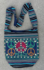 Peace Signs Hippie Hobo Bohemian Crossbody Bag Purse - DharmaObjects