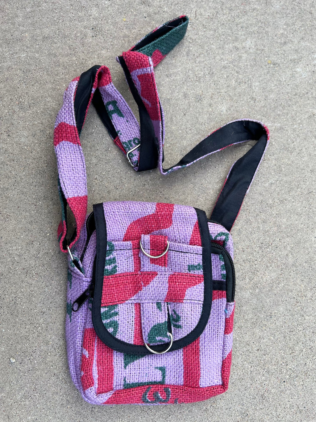 Hemp Handmade Hippie Cross Body Bag, Travel Sling Bag, Vegan Passport Bag, Travel Cute Purse, Hippie Shoulder Bag, Fair Trade