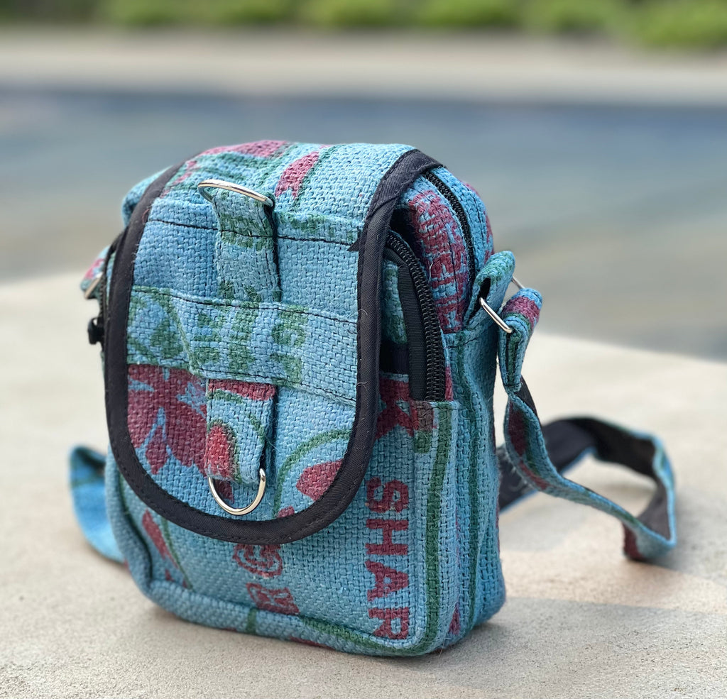 Hemp Handmade Hippie Cross Body Bag, Travel Sling Bag, Vegan Passport Bag, Travel Cute Purse, Hippie Shoulder Bag, Fair Trade