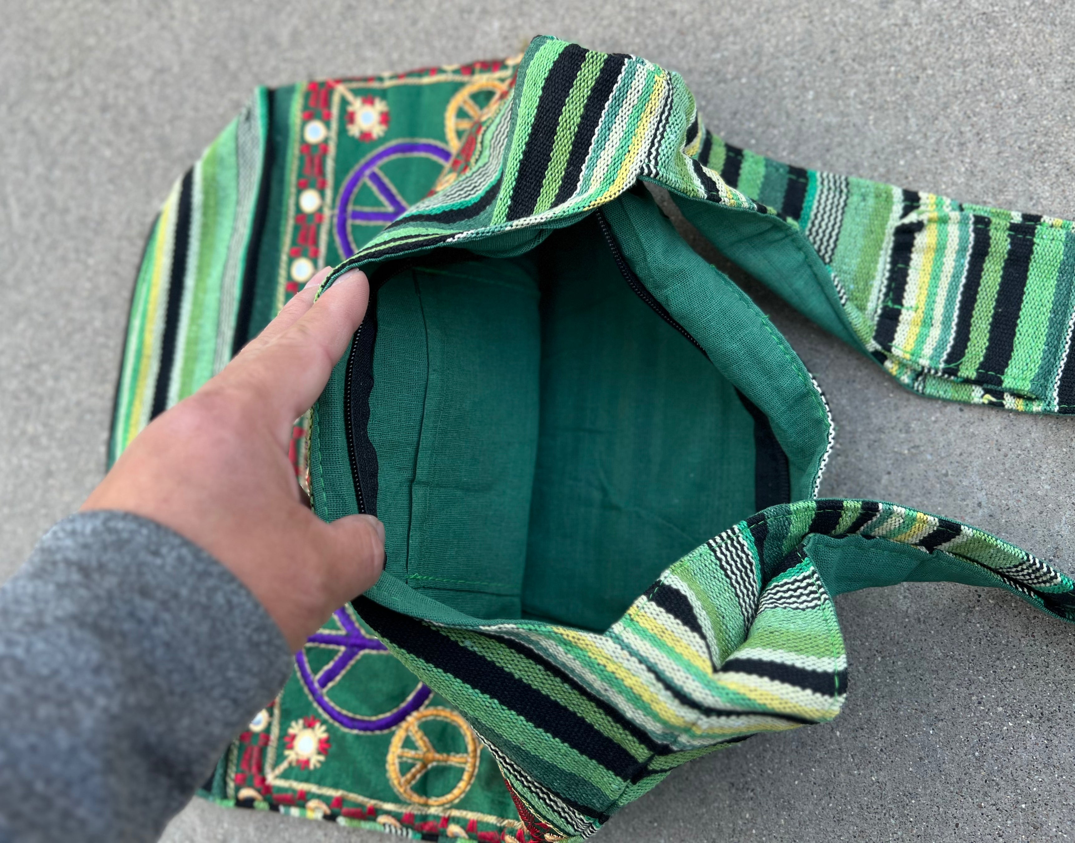 Peace Signs Hippie Hobo Bohemian Crossbody Bag Purse - DharmaObjects