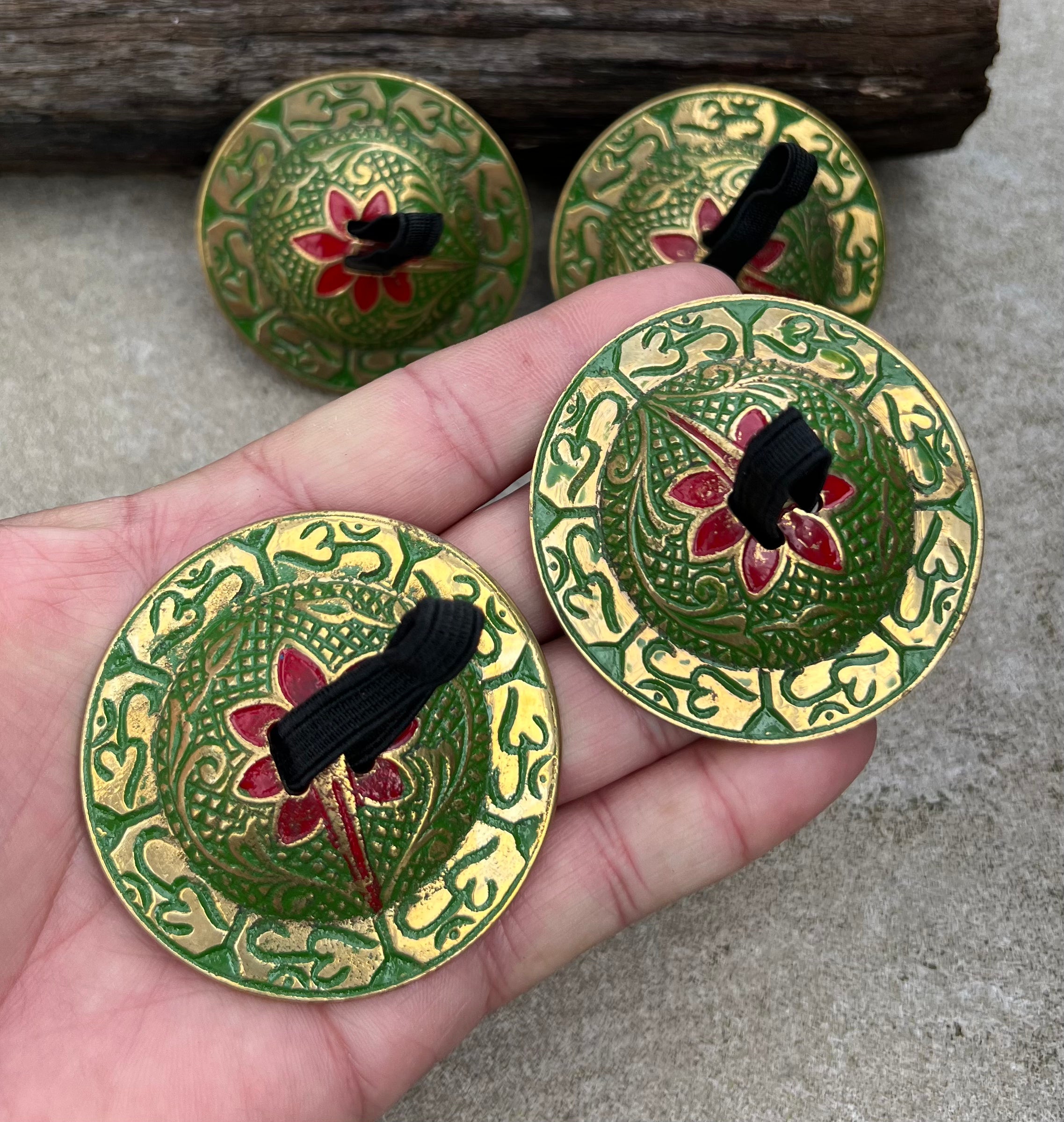 2 Pairs Brass Om Finger Cymbals Zills for Belly Dancing