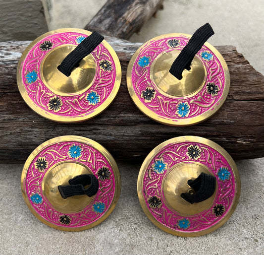 Pairs Brass Floral Finger Cymbals Zills for Belly Dancing